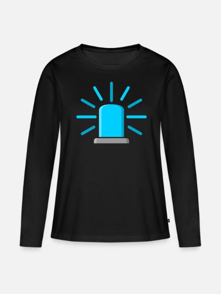 Blaulicht - Frauen Premium Bio Langarmshirt - Schwarz