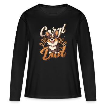Corgi Daddy, Mignon Corgi Daddy - T-shirt manches longues Premium bio Femme - noir - Devant - Julia (174cm)