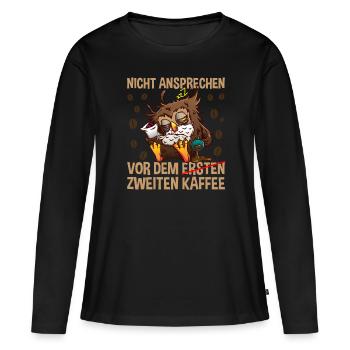 Nicht Ansprechen Kaffee - Frauen Premium Bio Langarmshirt - Schwarz - Vorne - Julia (174cm)
