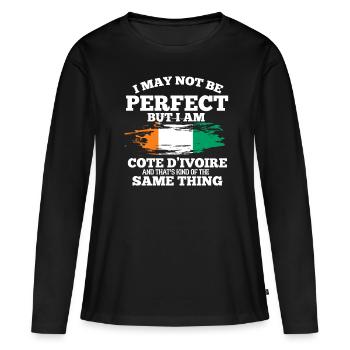 Côte d’Ivoire - T-shirt manches longues Premium bio Femme - noir - Devant - Julia (174cm)