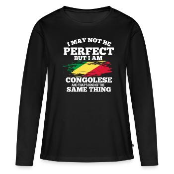 Congo - T-shirt manches longues Premium bio Femme - noir - Devant - Julia (174cm)