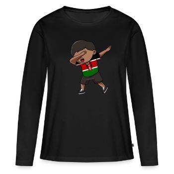 Kenya - T-shirt manches longues Premium bio Femme - noir - Devant - Julia (174cm)