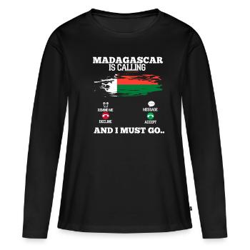 Madagascar - T-shirt manches longues Premium bio Femme - noir - Devant - Julia (174cm)