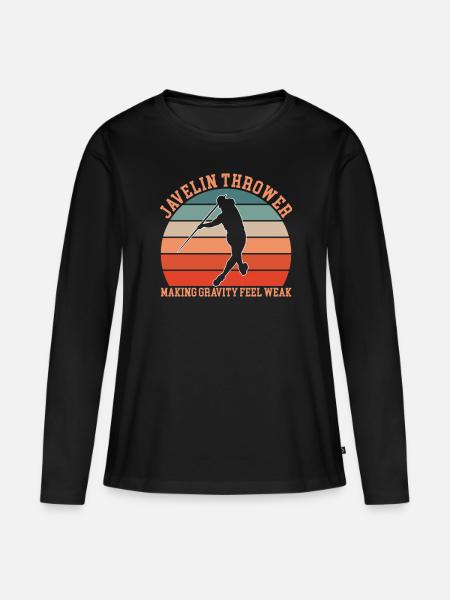 Speerwerfen - Frauen Premium Bio Langarmshirt - Schwarz