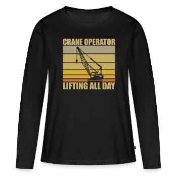 Crane Operator Saying - Women's Premium Organic Long Sleeve Shirt - black - Front - Julia (174cm)