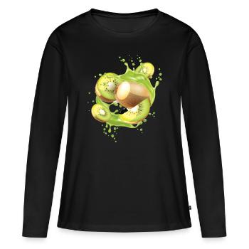 Kiwi - T-shirt manches longues Premium bio Femme - noir - Devant - Julia (174cm)