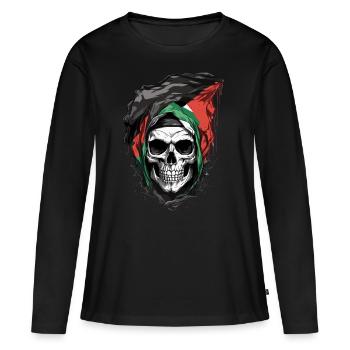 Proud Palestinians: Skull & Flag - Women's Premium Organic Long Sleeve Shirt - black - Front - Julia (174cm)