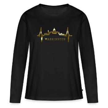 Washington D.C. Skyline Heartbeat Côte Est des États-Unis - T-shirt manches longues Premium bio Femme - noir - Devant - Julia (174cm)