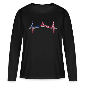 Washington D.C. Skyline Heartbeat Côte Est des États-Unis - T-shirt manches longues Premium bio Femme - noir - Devant - Julia (174cm)