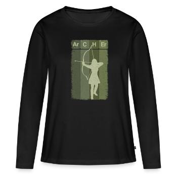 Archerie - T-shirt manches longues Premium bio Femme - noir - Devant - Julia (174cm)