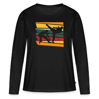 Capoeira Retro - Frauen Premium Bio Langarmshirt - Schwarz - Vorne - Julia (174cm)