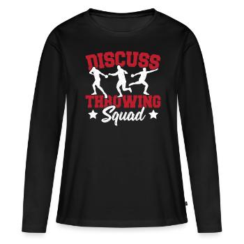 Diskuswerfen Diskuswerfer Geschenk - Frauen Premium Bio Langarmshirt - Schwarz - Vorne - Julia (174cm)