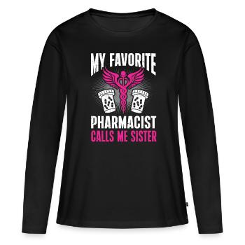 Apotheker Geschenk Apotheke - Frauen Premium Bio Langarmshirt - Schwarz - Vorne - Julia (174cm)