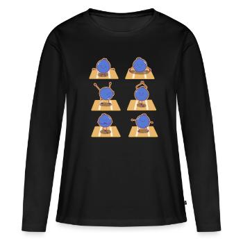 Blaubeere Yoga - Frauen Premium Bio Langarmshirt - Schwarz - Vorne - Julia (174cm)