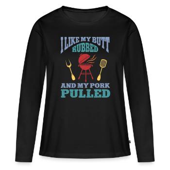 BBQ Pulled Pork Schwein Grill - Frauen Premium Bio Langarmshirt - Schwarz - Vorne - Julia (174cm)