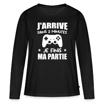Jeux vidéo, Console de jeux, Fan de jeux vidéo - T-shirt manches longues Premium bio Femme - noir - Devant - Julia (174cm)