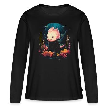 Mignon Axolotl Lover Artwork - T-shirt manches longues Premium bio Femme - noir - Devant - Julia (174cm)