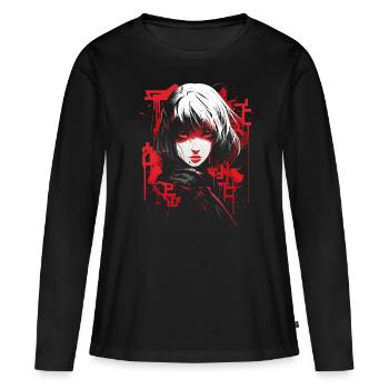 Anime Goth Fille Esthétique Foncé Pastel Edgy Homme - T-shirt manches longues Premium bio Femme - noir - Devant - Julia (174cm)