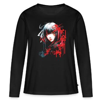 Anime Goth Fille Esthétique Foncé Pastel Edgy Homme - T-shirt manches longues Premium bio Femme - noir - Devant - Julia (174cm)