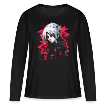 Anime Goth Girl Esthétiquement Pastel Sombre Edgy Homme - T-shirt manches longues Premium bio Femme - noir - Devant - Julia (174cm)