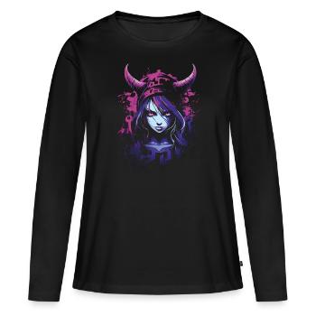Anime Goth Girl Esthétiquement Pastel Sombre Edgy Homme - T-shirt manches longues Premium bio Femme - noir - Devant - Julia (174cm)