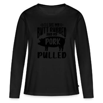 BBQ Pulled Pork Schwein Grill - Frauen Premium Bio Langarmshirt - Schwarz - Vorne - Julia (174cm)