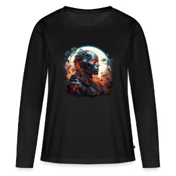 Résurrection d’un cyborg dans la jungle. - T-shirt manches longues Premium bio Femme - noir - Devant - Julia (174cm)