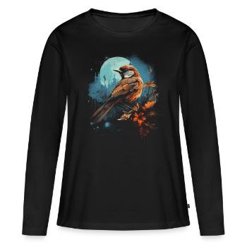 Majestätisch Vogel Illustration Vogelliebhaber - Frauen Premium Bio Langarmshirt - Schwarz - Vorne - Julia (174cm)