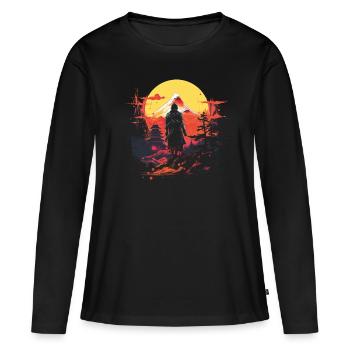 Japanese, Traditional, Mountain, Fuji, Japan, Geisha - Women's Premium Organic Long Sleeve Shirt - black - Front - Julia (174cm)