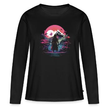 Japanese, Traditional, Mountain, Fuji, Japan, Geisha - Women's Premium Organic Long Sleeve Shirt - black - Front - Julia (174cm)