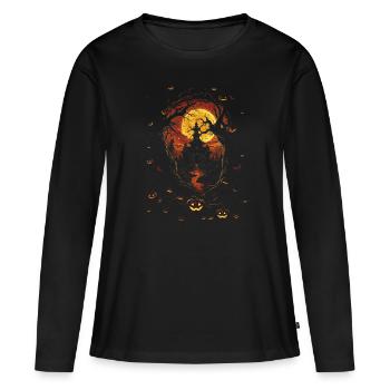 Halloween Creepy Artwork Horreur - T-shirt manches longues Premium bio Femme - noir - Devant - Julia (174cm)