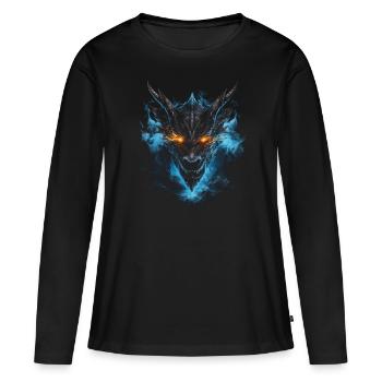 Dragon, Fire, Mystical, Dragon - Women's Premium Organic Long Sleeve Shirt - black - Front - Julia (174cm)
