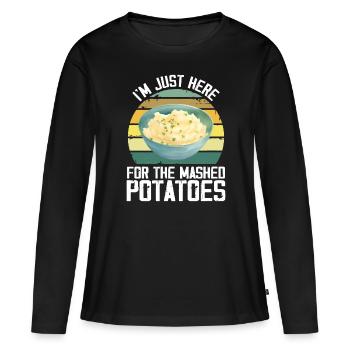 I'm Just Here For The Mashed Potatoes Funny Gag - T-shirt manches longues Premium bio Femme - noir - Devant - Julia (174cm)