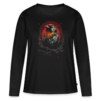 Sparrow, Artwork, Bird Lover, Nature - Women's Premium Organic Long Sleeve Shirt - black - Front - Julia (174cm)