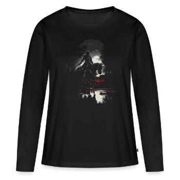 Knight Castle Knight sur Horse Knight Jeu de rôle - T-shirt manches longues Premium bio Femme - noir - Devant - Julia (174cm)