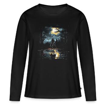 Knight Castle Knight sur Horse Knight Jeu de rôle - T-shirt manches longues Premium bio Femme - noir - Devant - Julia (174cm)