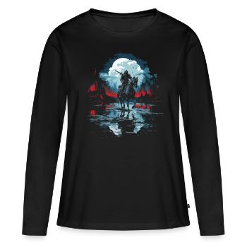 Knight Castle Knight sur Horse Knight Jeu de rôle - T-shirt manches longues Premium bio Femme - noir - Devant - Julia (174cm)