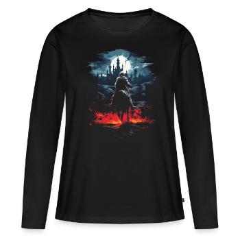 Knight Castle Knight sur Horse Knight Jeu de rôle - T-shirt manches longues Premium bio Femme - noir - Devant - Julia (174cm)