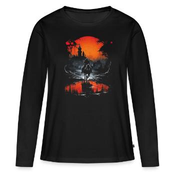 Knight Castle Knight sur Horse Knight Jeu de rôle - T-shirt manches longues Premium bio Femme - noir - Devant - Julia (174cm)