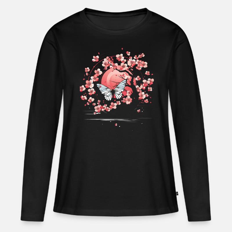 Japan Sakura Cherry Blossom Tree - Women's Premium Organic Long Sleeve Shirt - black