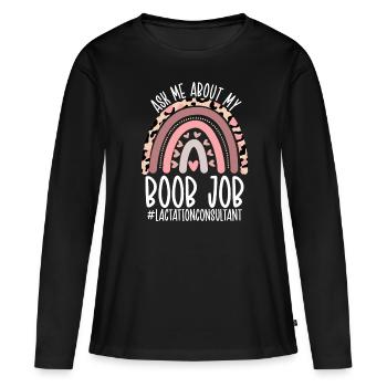 Consultante en lactation Mama Allaitement Lactation - T-shirt manches longues Premium bio Femme - noir - Devant - Julia (174cm)