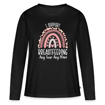 Drôle Allaitement Allaitement Spécialiste De Lactation Pompage - T-shirt manches longues Premium bio Femme - noir - Devant - Julia (174cm)