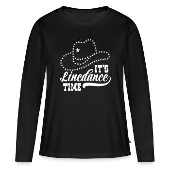 Linedance Linedancing Country Fan - Geschenk - Frauen Premium Bio Langarmshirt - Schwarz - Vorne - Julia (174cm)