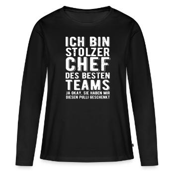Ich bin stolzer Chef des besten Teams - Spruch - Frauen Premium Bio Langarmshirt - Schwarz - Vorne - Julia (174cm)