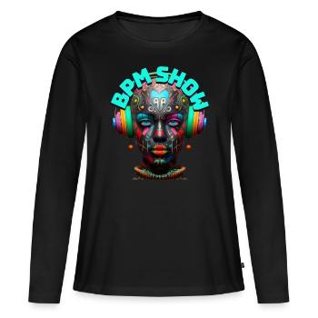 BPM SHOW - Cool Woman with Headphones! - Women's Premium Organic Long Sleeve Shirt - black - Front - Julia (174cm)