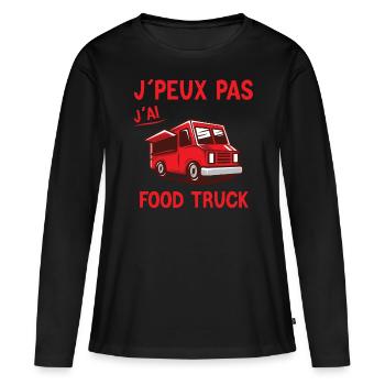 Food truck - Fast Food - Restauration - T-shirt manches longues Premium bio Femme - noir - Devant - Julia (174cm)