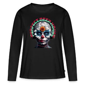 PERFECT DEEP HOUSE - Cool Creature with Headphones - Women's Premium Organic Long Sleeve Shirt - black - Front - Julia (174cm)