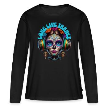 LONG LIVE TRANCE - Cool Woman with Headphones! - Women's Premium Organic Long Sleeve Shirt - black - Front - Julia (174cm)