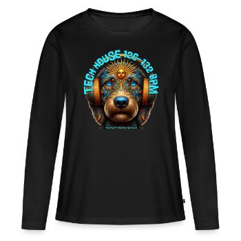 TECH HOUSE 126-132 BPM - Labradoodle & Headphones! - Women's Premium Organic Long Sleeve Shirt - black - Front - Julia (174cm)