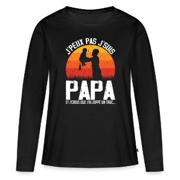 Ich kann nicht, ich bin Papa (Windel) - Frauen Premium Bio Langarmshirt - Schwarz - Vorne - Julia (174cm)